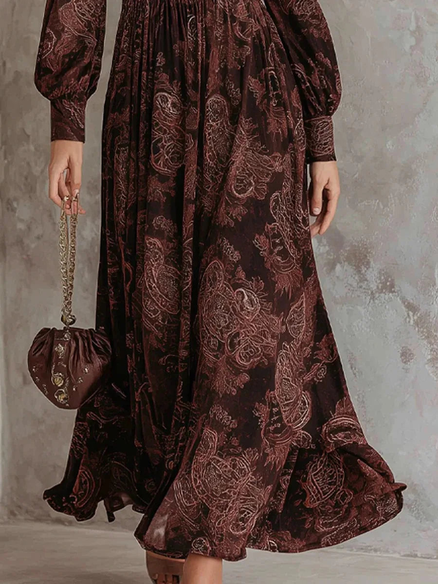 La Scintilla | ROBE LONGUE AVEC IMPRIMÉ VINTAGE ÉLÉGANT