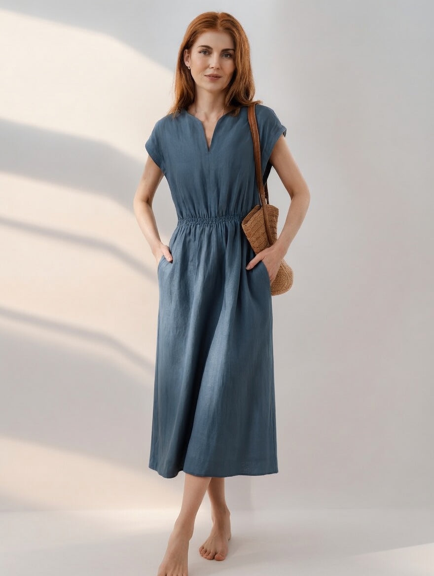 Lina — Robe en lin mélangé fluide et élégante