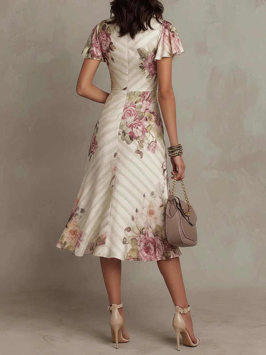 La Scintilla | Robe Élégante Drapée Fleurie Camille