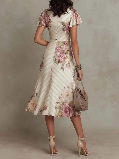 La Scintilla | Robe Élégante Drapée Fleurie Camille