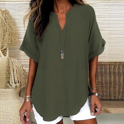 Émilie™ — Blouse fluide élégante au col ouvert