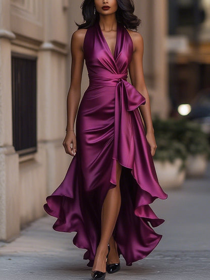 La Scintilla | Robe en Satin Drapé à la Taille