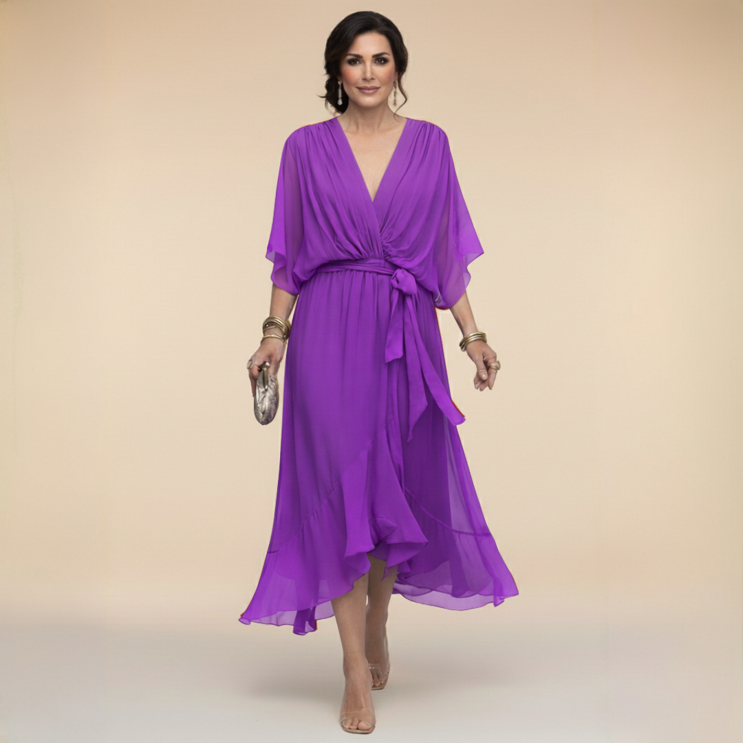 La Scintilla | Robe en chiffon avec décolleté en V