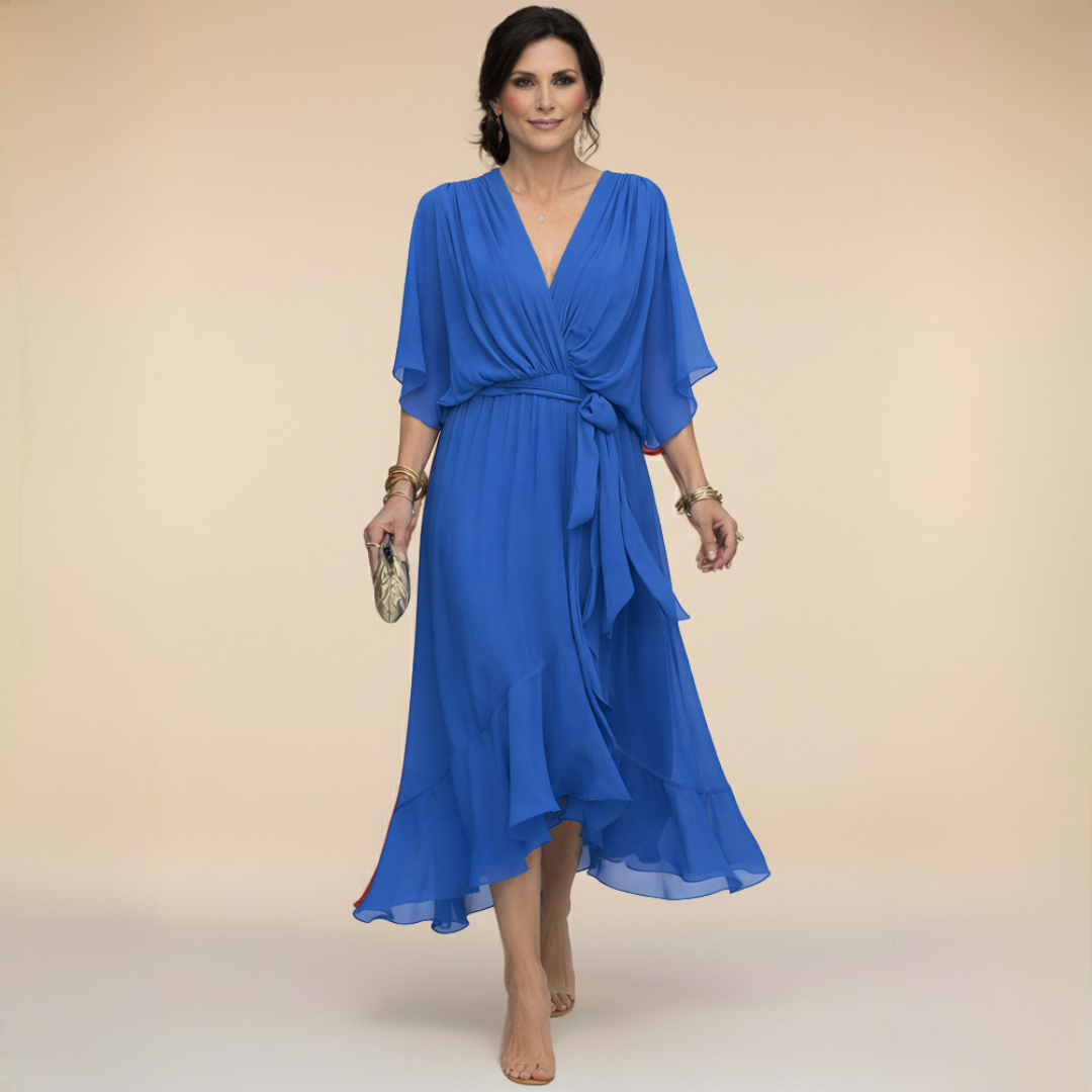 La Scintilla | Robe en chiffon avec décolleté en V