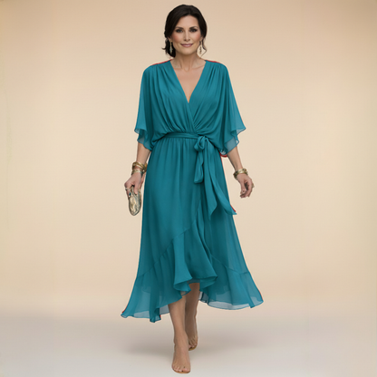 La Scintilla | Robe en chiffon avec décolleté en V