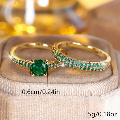 Set de Bagues Duo avec Émeraude en Or