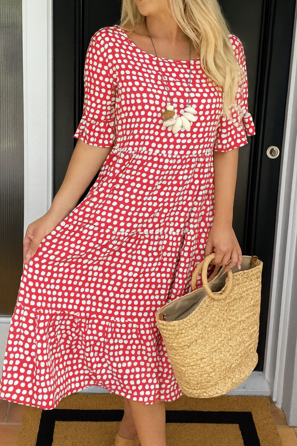 Noémie™ — Robe midi fluide élégante naturelle