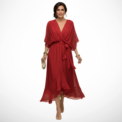 La Scintilla | Robe en chiffon avec décolleté en V