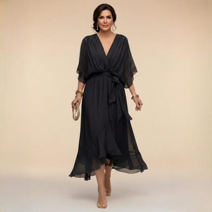 La Scintilla | Robe en chiffon avec décolleté en V