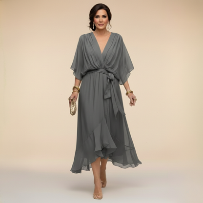 La Scintilla | Robe en chiffon avec décolleté en V