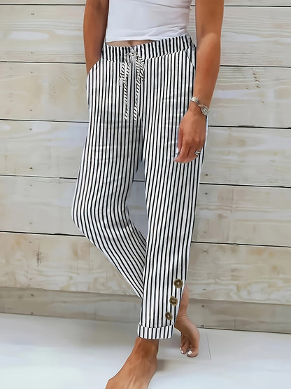 Raquelle - Pantalon Rayé Décontracté