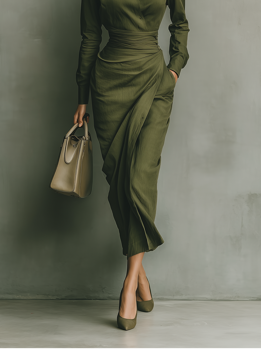 La Scintilla | ROBE PORTAFOLIO SATINÉE AVEC CEINTURE
