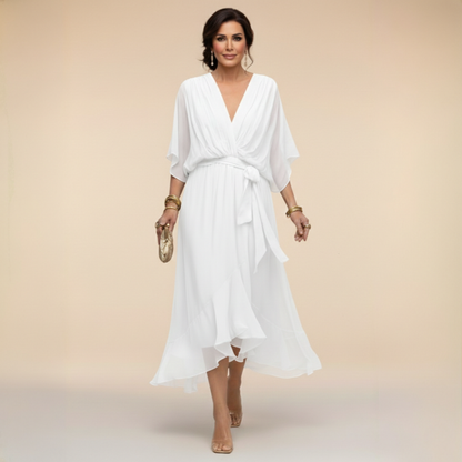 La Scintilla | Robe en chiffon avec décolleté en V