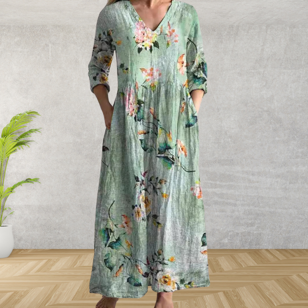 Yulya™ | Élégante Robe Midi Fleurie