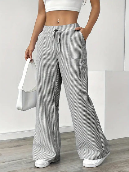 Louise - Pantalons Rayés Décontractés