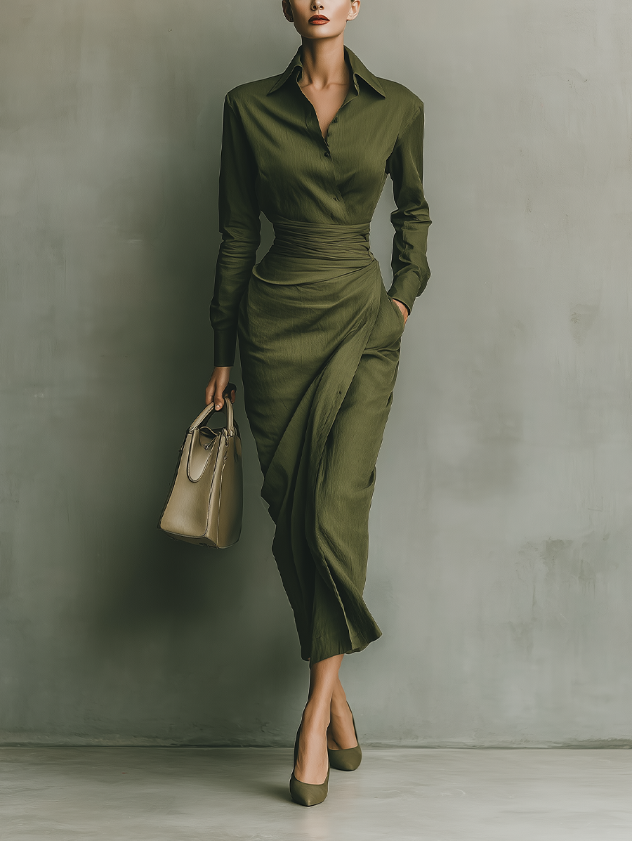 La Scintilla | ROBE PORTAFOLIO SATINÉE AVEC CEINTURE