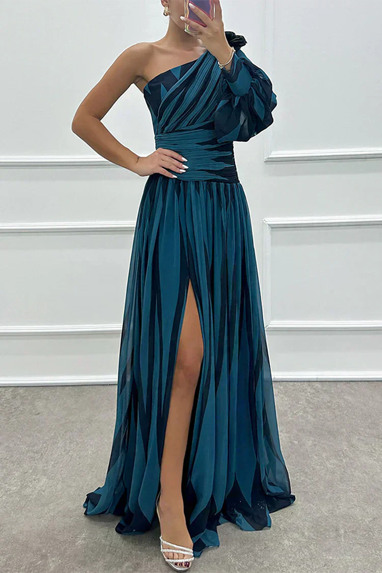 Hazel™ | Robe Maxi Élégante à Rayures avec Épaule Découverte