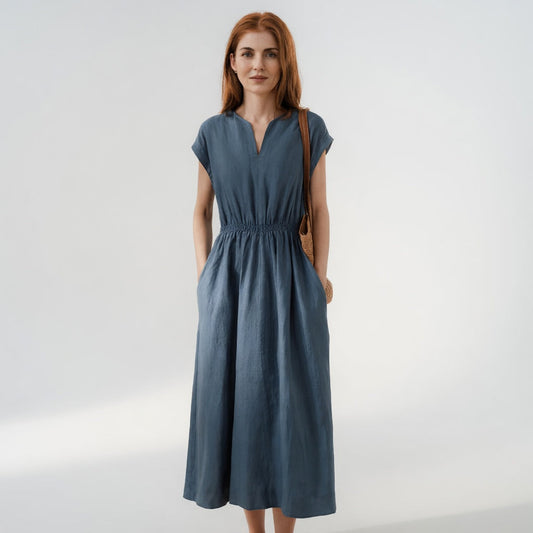 Lina — Robe en lin mélangé fluide et élégante