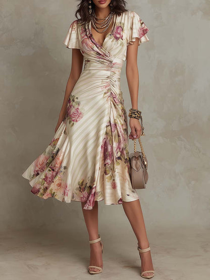 La Scintilla | Robe Élégante Drapée Fleurie Camille