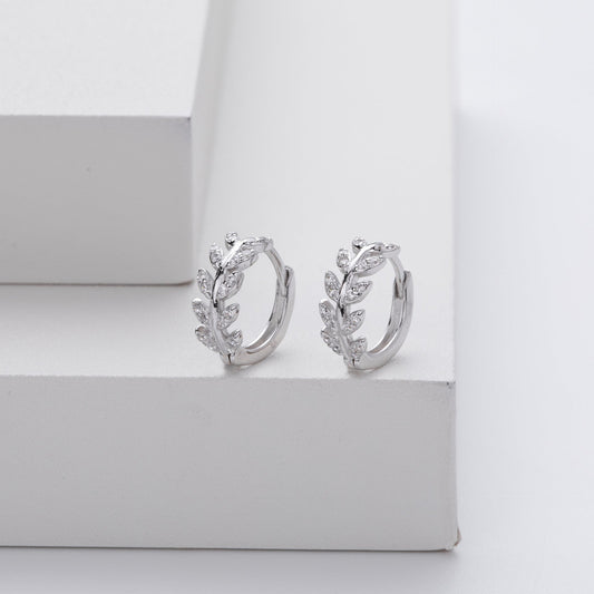 Boucles d'oreilles en argent en forme de feuille