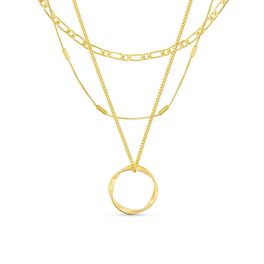 Collier à Cerceau Ouvert à Trois Rangées en Or