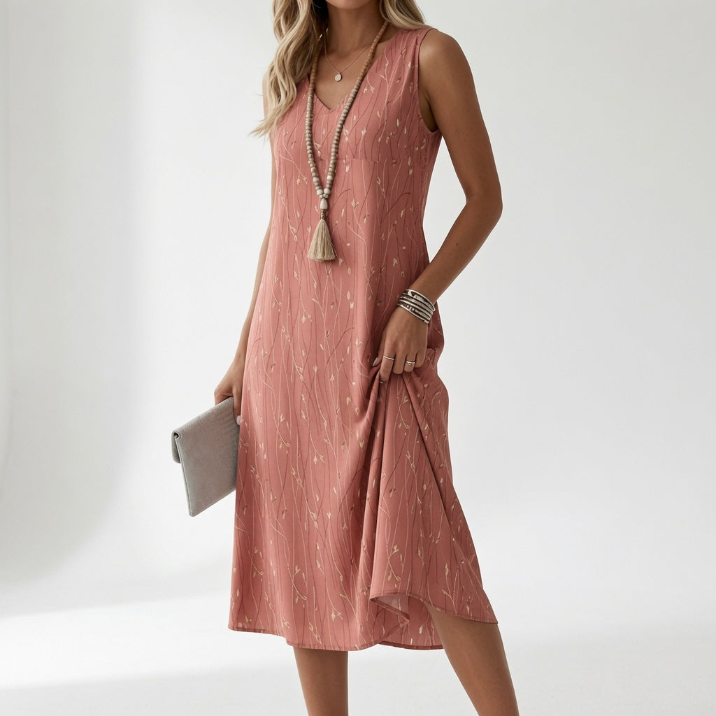 Élyssiane™ — Robe fluide imprimée élégance estivale