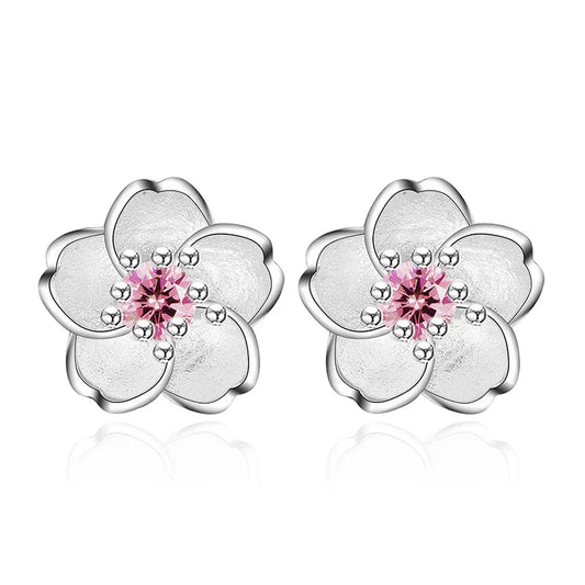 Boucles d'oreilles à bouton en forme de fleur avec zirconiums