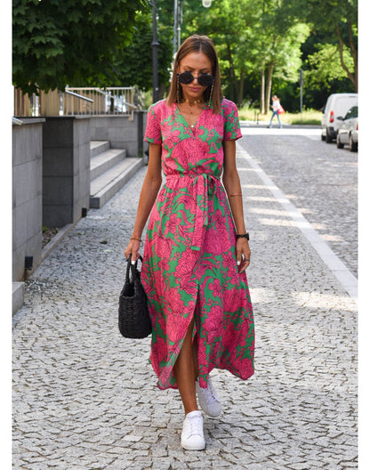 Talia™ | Robe élégante à fleurs avec décolleté en V