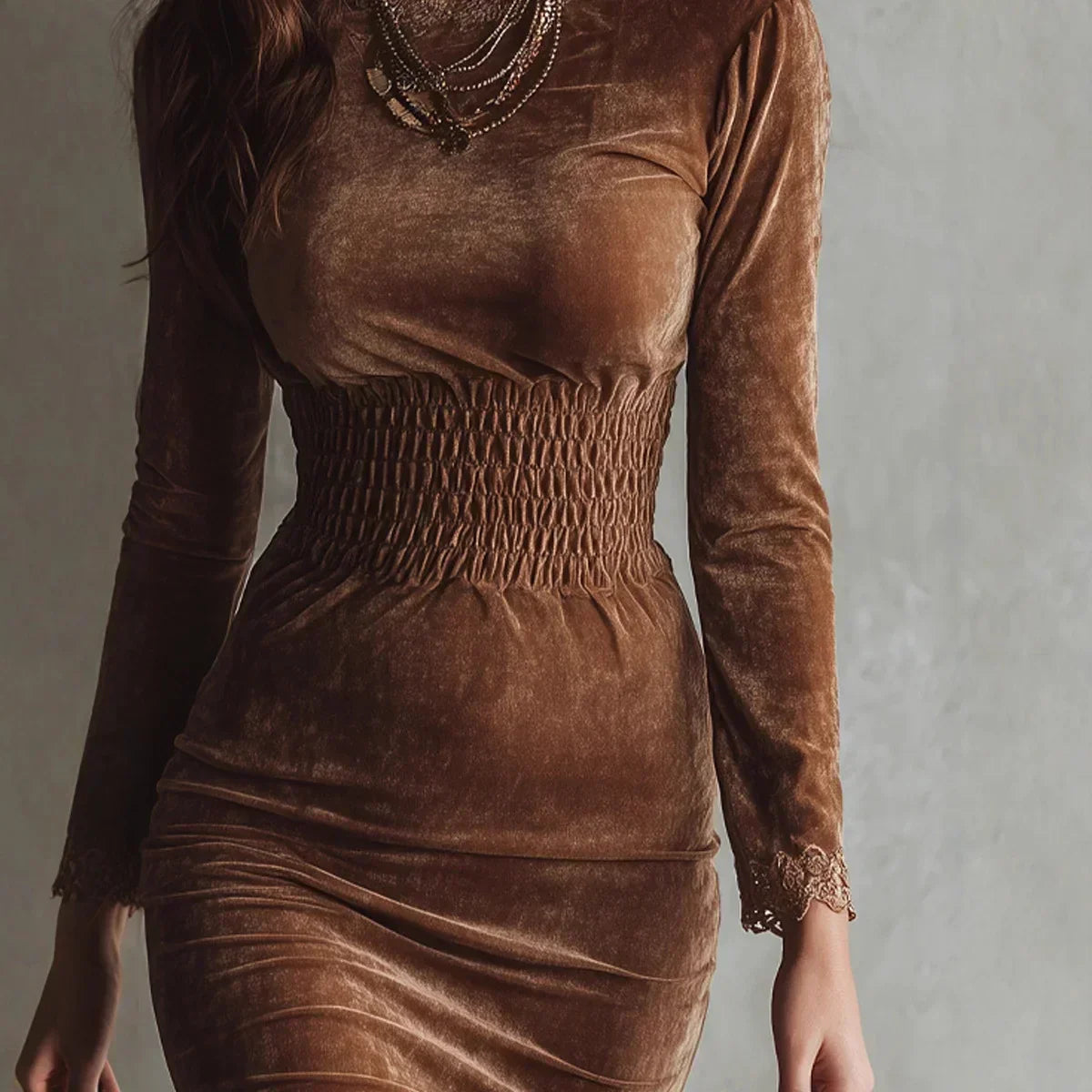 La Scintilla | ROBE EN VELOURS AVEC TAILLE FRONCÉE