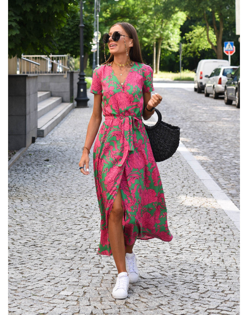 Talia™ | Robe élégante à fleurs avec décolleté en V