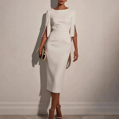 La Scintilla | ROBE ÉLÉGANTE AVEC MANCHES FENDUES ORNÉES DE PERLES