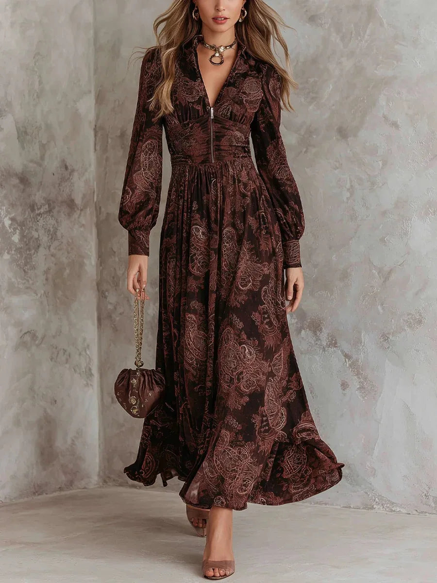 La Scintilla | ROBE LONGUE AVEC IMPRIMÉ VINTAGE ÉLÉGANT