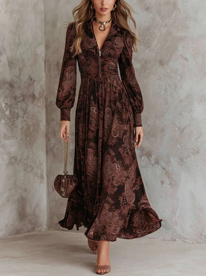 La Scintilla | ROBE LONGUE AVEC IMPRIMÉ VINTAGE ÉLÉGANT