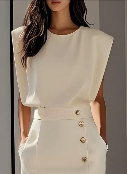 La Scintilla | ROBE MIDI AJUSTÉE AVEC BOUTONS DORÉS