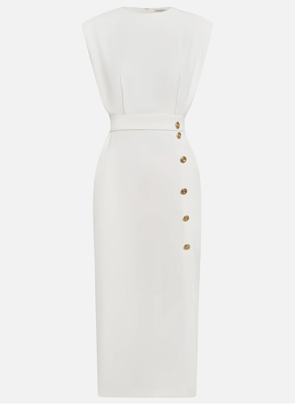 La Scintilla | ROBE MIDI AJUSTÉE AVEC BOUTONS DORÉS