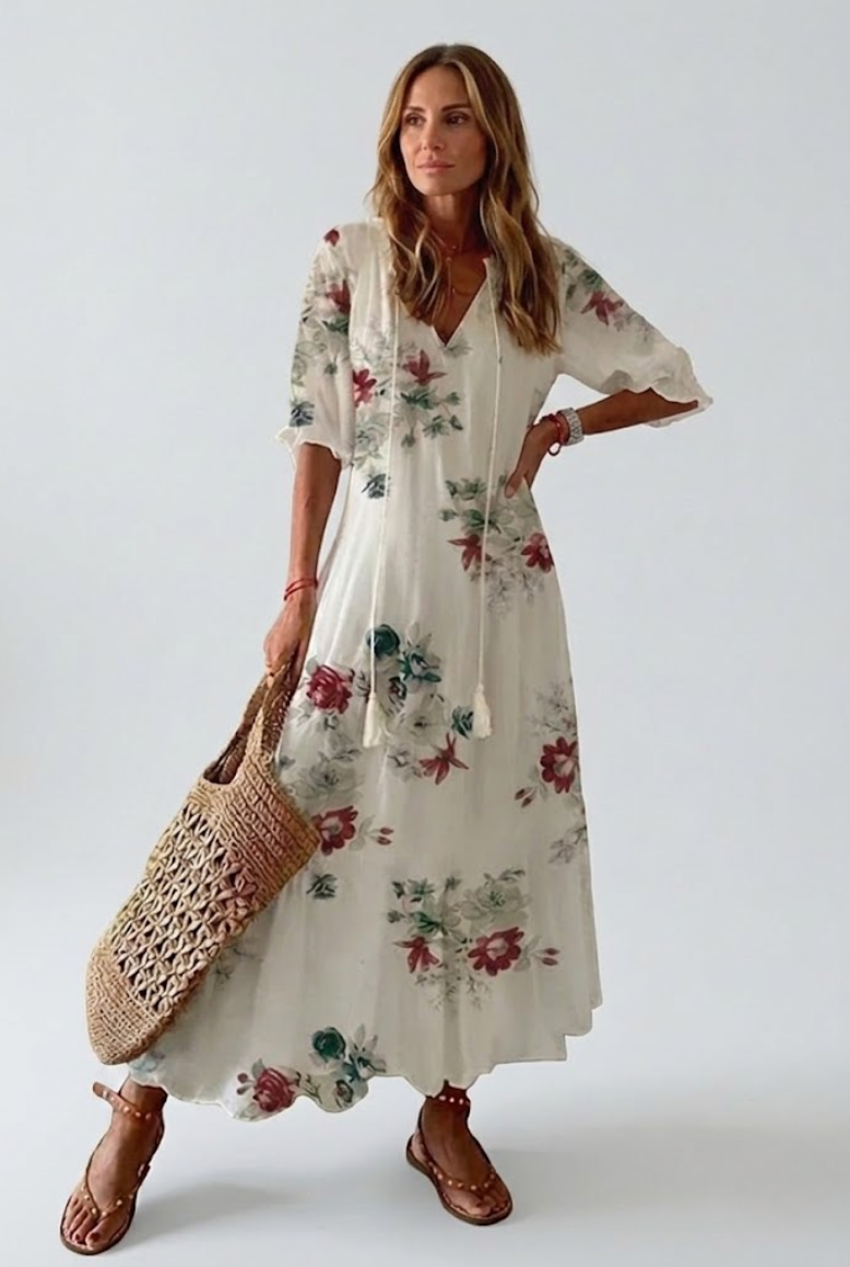 Élodie™ — Robe maxi florale veloutée élégante