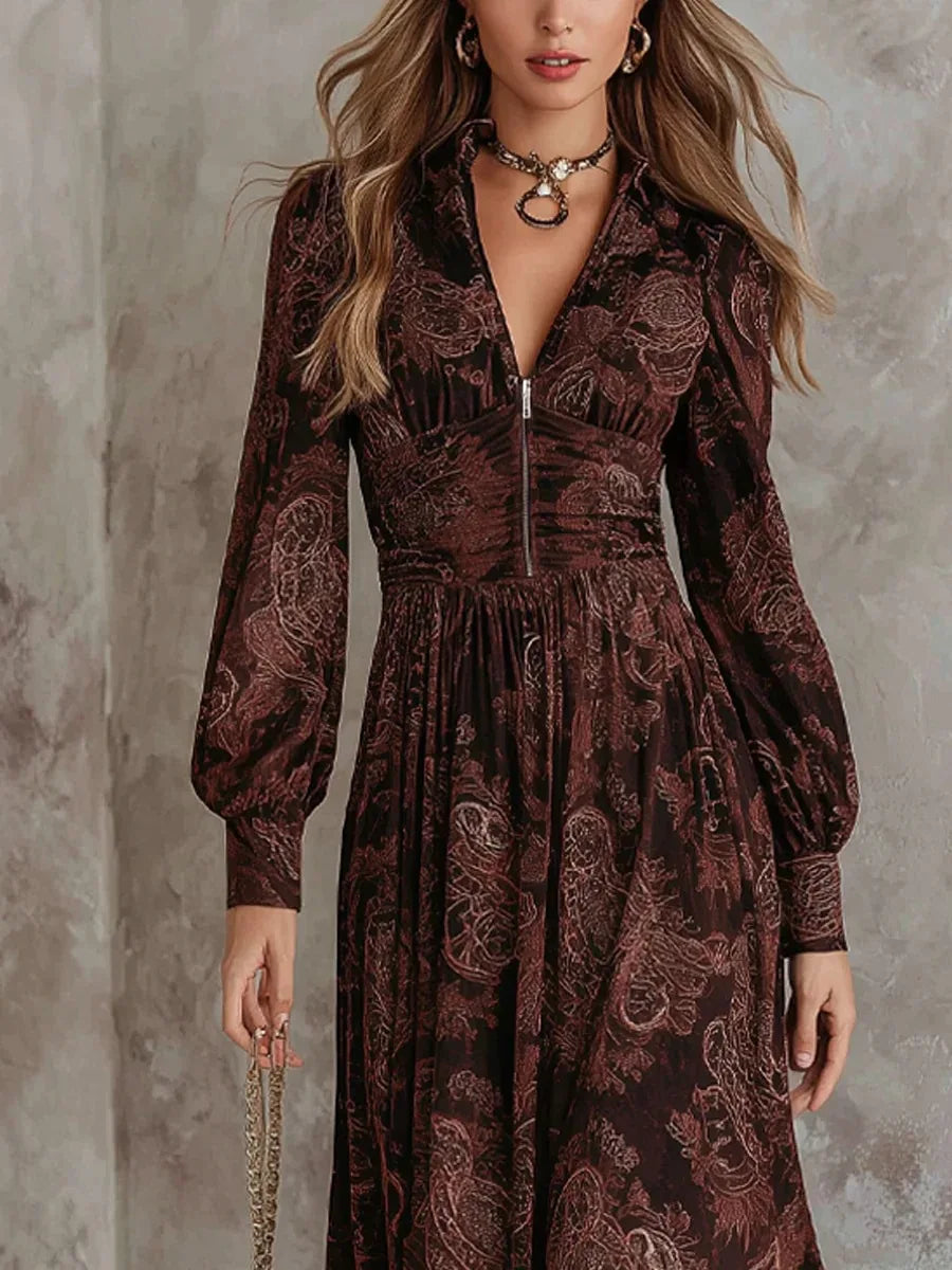 La Scintilla | ROBE LONGUE AVEC IMPRIMÉ VINTAGE ÉLÉGANT