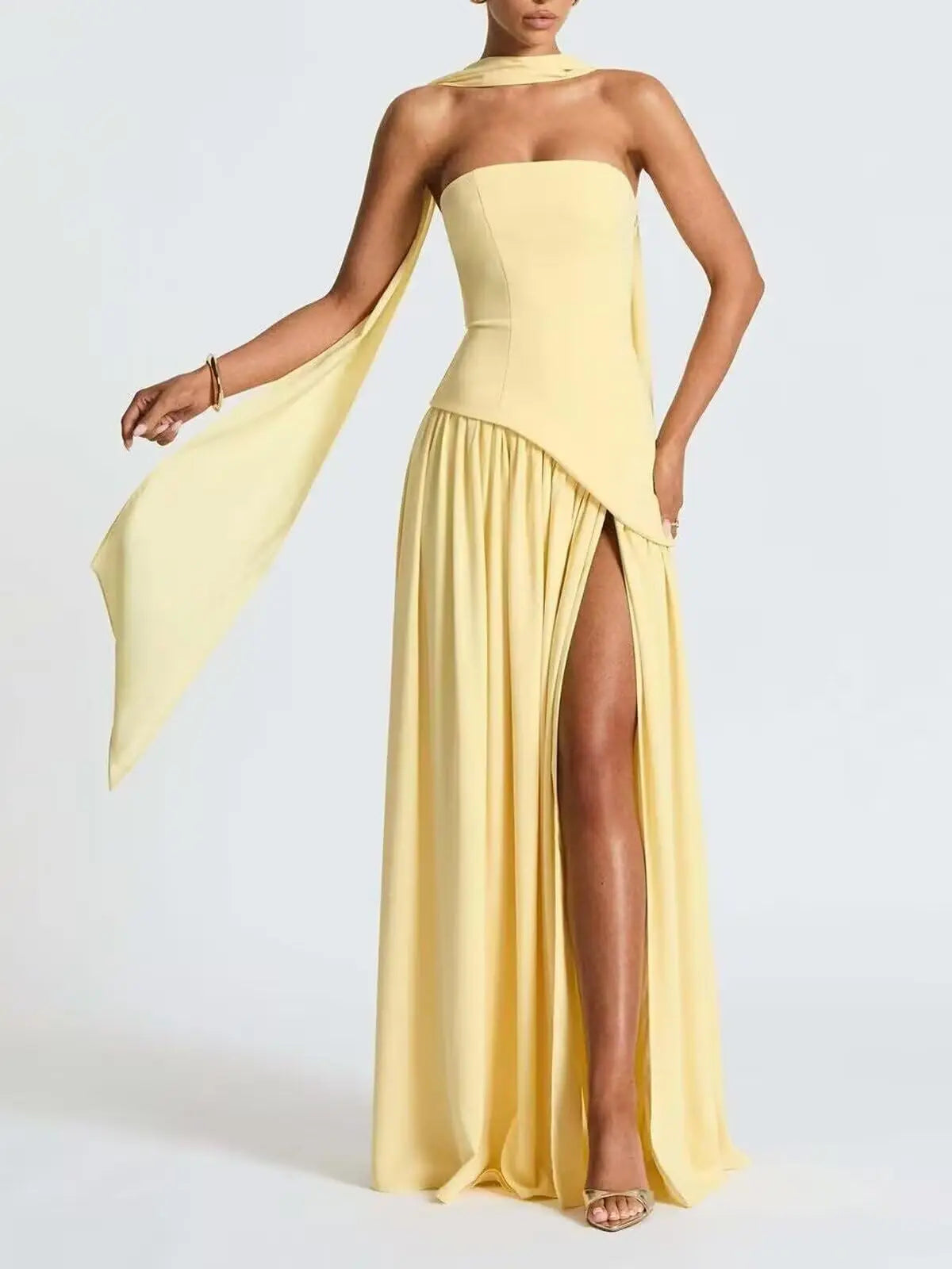 Chiffon A-line Bridesmaid Dress with Shawl
