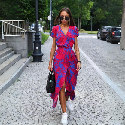 Talia™ | Robe élégante à fleurs avec décolleté en V