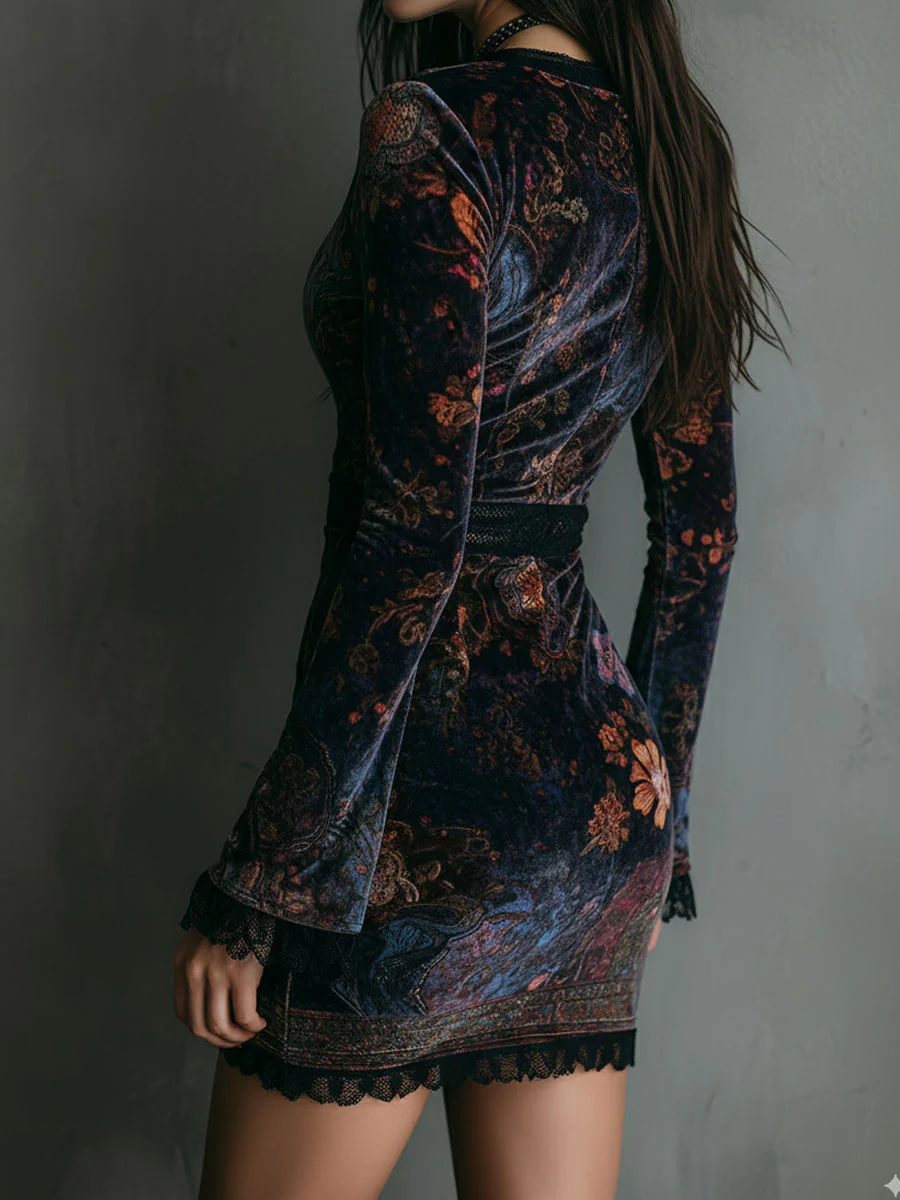 La Scintilla | ROBE MINI EN VELOURS AVEC DÉCOLLETÉ PROFOND