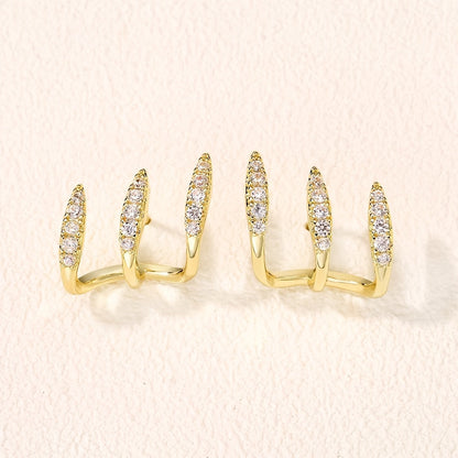 Boucles d'Oreilles Élégantes avec Strass à Trois Griffes