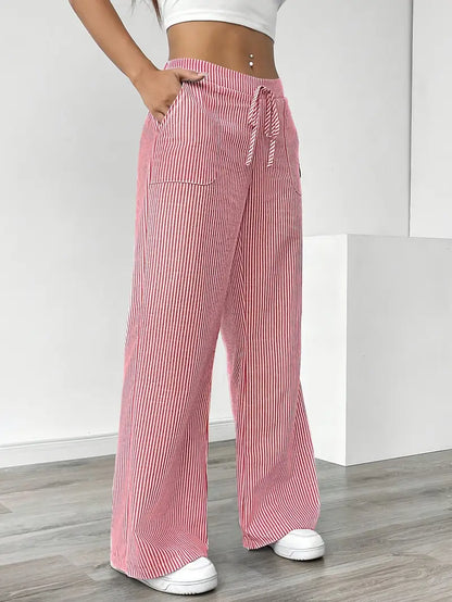 Louise - Pantalons Rayés Décontractés