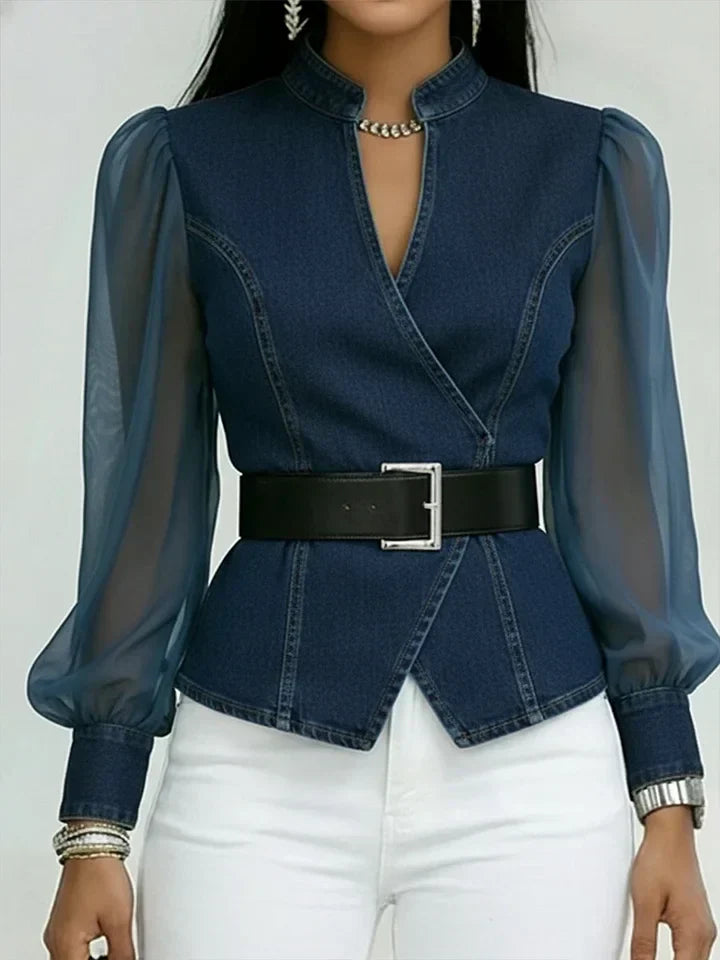 Séraphine™ — Blouse élégante cintrée avec ceinture raffinée