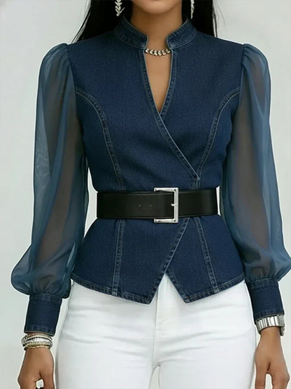 Séraphine™ — Blouse élégante cintrée avec ceinture raffinée