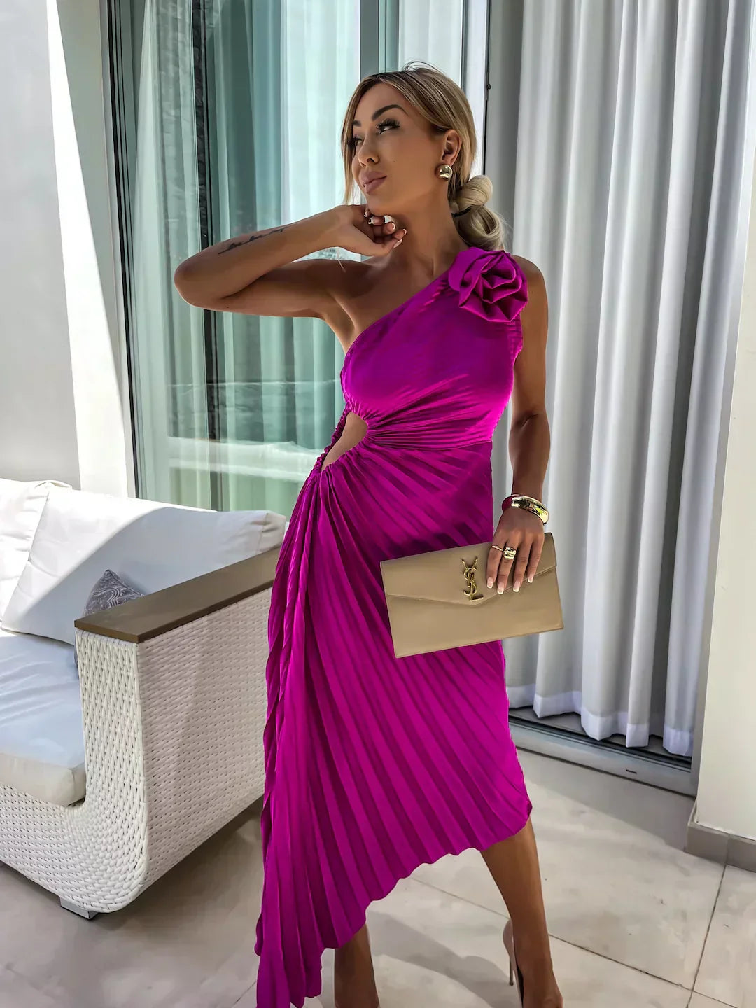 Eya™ | Élégante Robe Maxi Florale à Épaule Unique