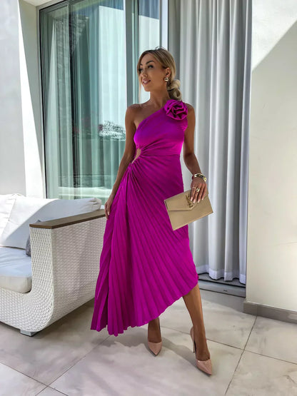 Eya™ | Élégante Robe Maxi Florale à Épaule Unique