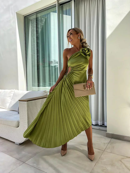 Eya™ | Élégante Robe Maxi Florale à Épaule Unique