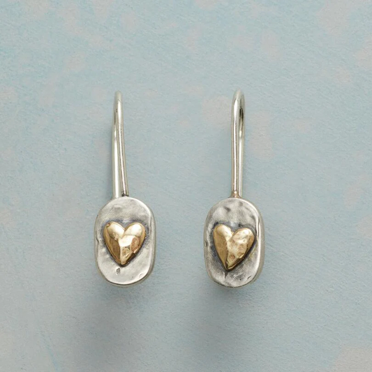 Boucles d'oreilles en forme de cœur en argent et or