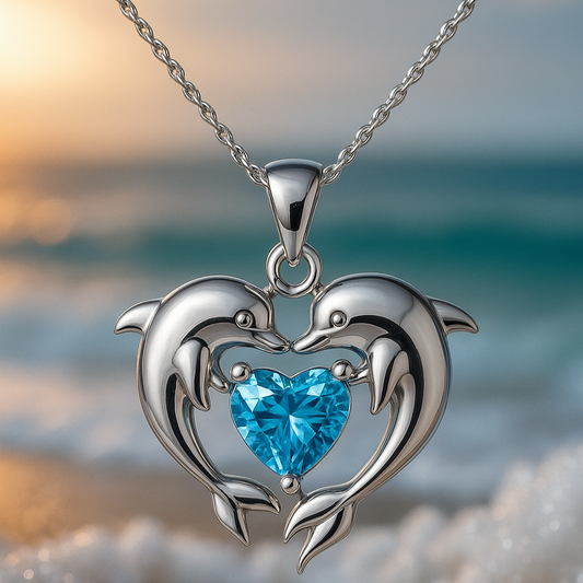 Collier intemporel en argent avec double dauphin et opale