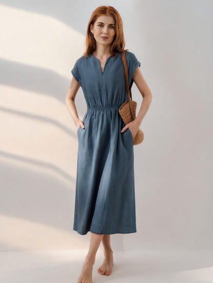 Lina — Robe en lin mélangé fluide et élégante